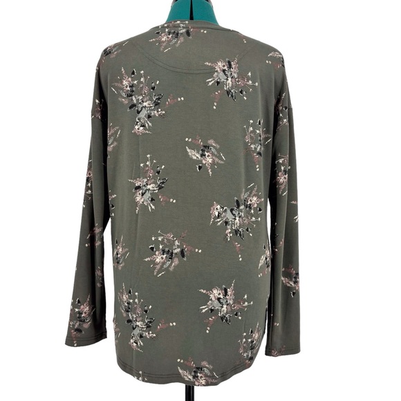 Catherine Malandrino Olive Green Floral Print Long Sleeve Sweatshirt, Large - Picture 6 of 16